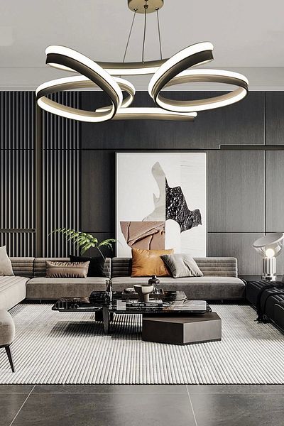 LEDMİ High Illumination Remote Controlled Thick Daisy Model Black Led Chandelier, 3 Color Lighting, Living Room Chandelier