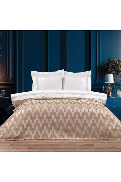 Schafer Scala Home Double Bed Cover Set - 7 Pieces, Gold