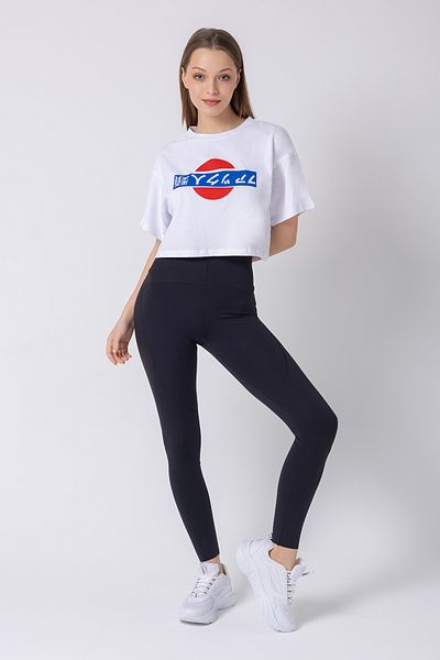 Ecrou Γυναικείο T-Shirt White Crop - Ιαπωνικό εμπριμέ