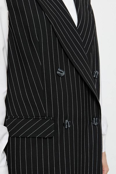 Fatma Atasoy Striped Cotton Palazzo Black Vest
