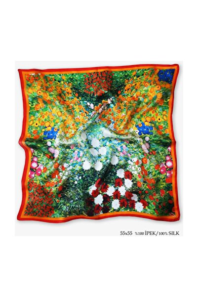Galiga Klımt Flowers %100 Ipek Fular 55x55cm 'art On Silk'