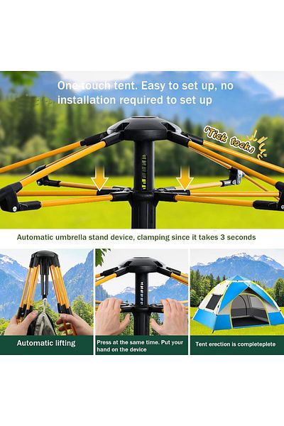 fulina 210*200*135cm camping tent, two doors and two windows, easy to set up, suitable for 3-4 people