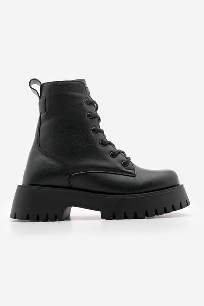 Marjin Cizme de damă, cu fermoar, cu șireturi, cu talpă zimțată, Suzet Black