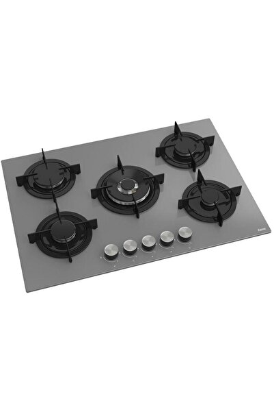 Ferre Rs038 75 Cm. 5 Gözlü Woklu Ankastre Cam Ocak - Gri