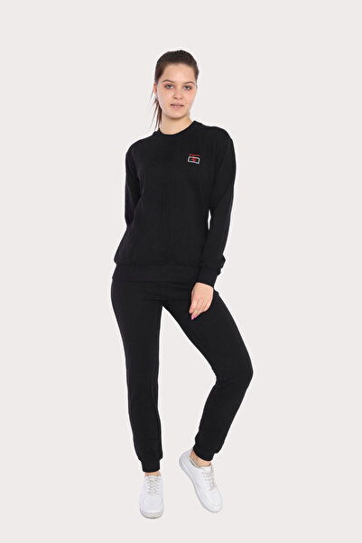 Piyera Set hanorac și pantaloni de trening negru - Detaliu cusătură superioar...