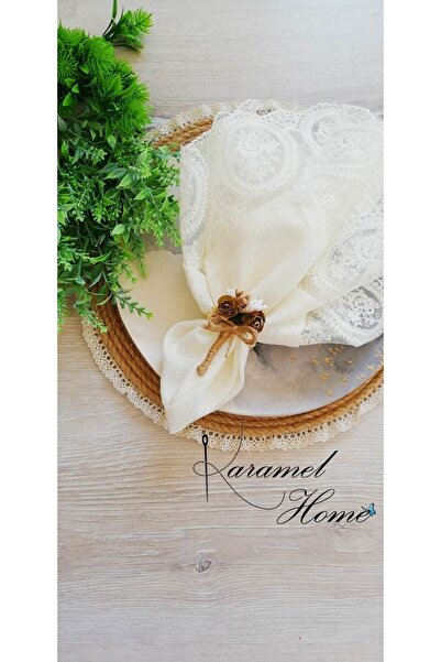 Karamelhome Біло-золотий букет квітів Серветка Кільце