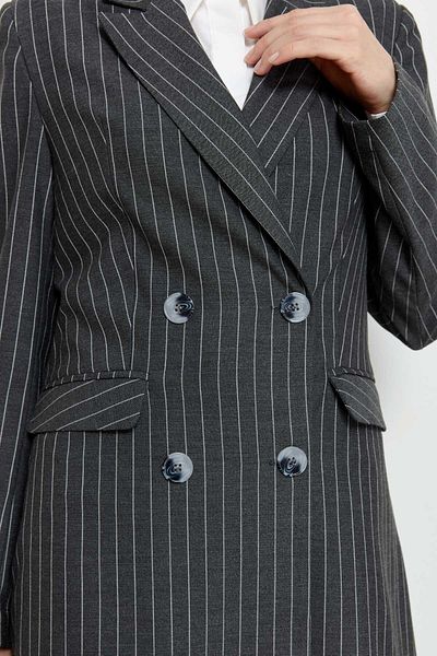 Fatma Atasoy Striped Cotton Palazzo Anthracite Jacket