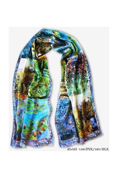 Galiga Monet Kolaj %100 İpek Fular 45x165cm "Art On Silk"