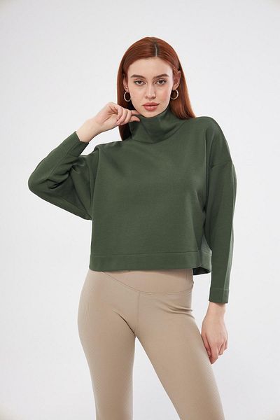 TUBİA Women's Khaki Turtleneck Sweatshirt