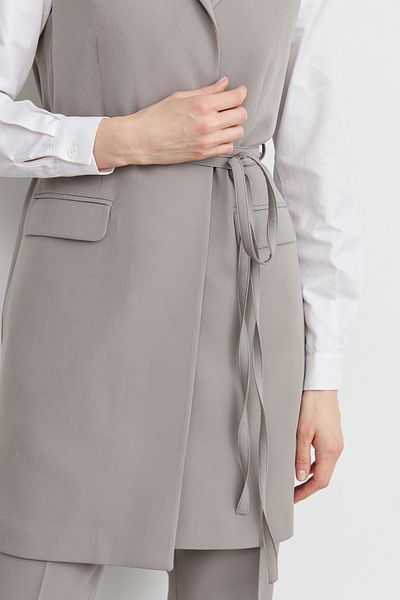 Fatma Atasoy Gray Tie-up Vest