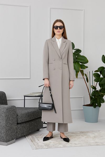 Fatma Atasoy Full Length Maxi Jacket Gray