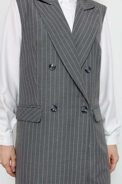 Fatma Atasoy Striped Cotton Palazzo Gray Vest