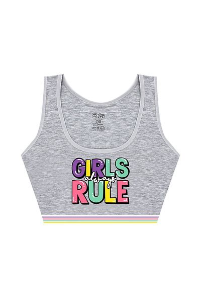 Öts 3-Piece Gray Cotton Lycra Half Tank Top Bustier Set for Girls