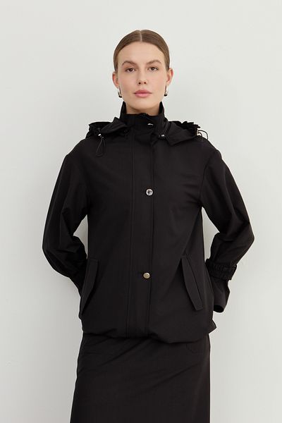 Fatma Atasoy Midi Raincoat with Stopper Trench Black