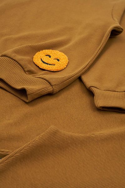 for you kids Emoji Embroidered Tights Mustard Top and Bottom Set