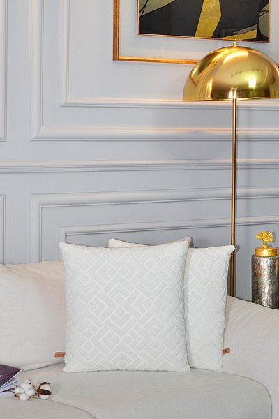 BİRHOME Διακοσμητική μαξιλαροθήκη Evita Jacquard Special Design 2 τεμαχίων 43x43 cm (ΚΡΕΜΑ)