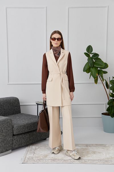 Fatma Atasoy Stone Colored Tied Vest