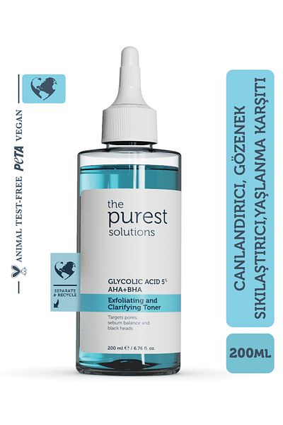 The Purest Solutions Glykolsäure-Tonikum – revitalisierend und porenstraffend, 200 ml für jede Haut
