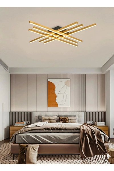 NZL Lighting 6 Çubuklu Sarı Ledli Oturma Odası Avize ve Salon Avize