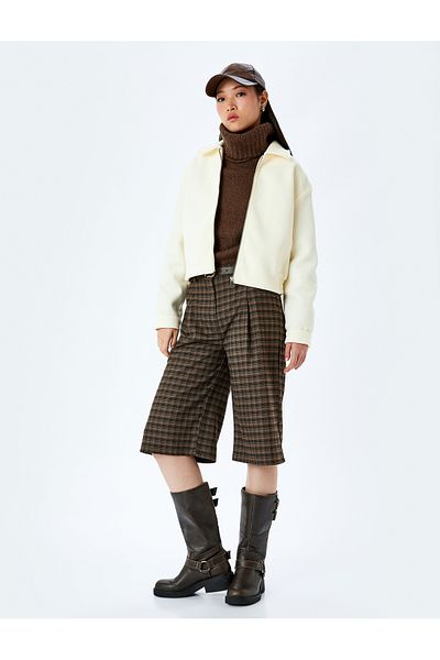 Koton Classic Collar Jacket with Zippered Pocket Detail