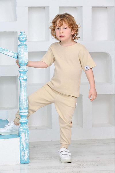 ciklet kids Waffle Short Sleeve Double Set