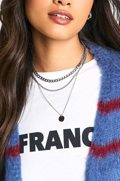 New Obsessions Sequin Silver Color Coated Renewed Design Women's Necklace Set