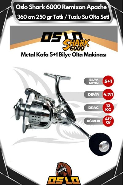 Oslo Shark 6000 Remixon Apache 360cm 250gr Tatlı/Tuzlu Su Olta Seti