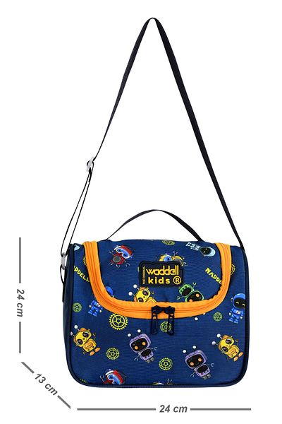 Waddell Royalglow Licensed Waddell Dark Blue Robot Pattern Thermal Lunch Box