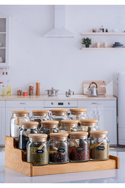 Karçiçeği Home Χωρητικότητα 300ml - Σετ πάγκου με ετικέτες και βάση μπαχαρικών των 12