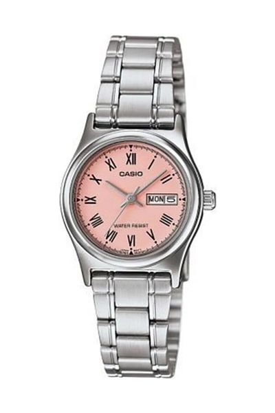 Casio Women's Pink Cordon Silver Color Calendar Wristwatch