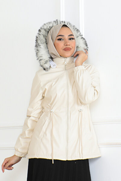 BURCU TESETTÜR Belden Ayarlanabilir Kapuşonlu Cep detaylı Tesettür Uyumlu Mon...