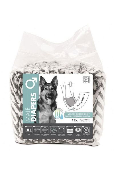 M-PETS Briefs XL for Male Dogs, 12 Pcs