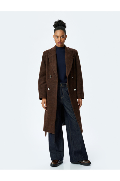 Koton Довгий кардиган з кишенями, поясом і ґудзиками