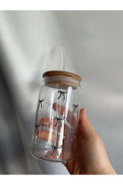 Minnaco زجاج مع القش للماء القوس منقوشة هدية القهوة الزجاج كولا الزجاج كوب الماء