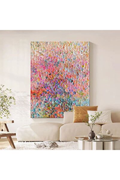 Home in Joy Soyut Dokulu El Yapımı Yağlı Boya Tablo 75x90cm Dokulu