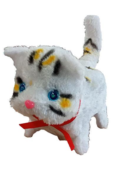 CT-TOYS Miyavlayan Beyaz Renk Peluş Kedi Kuyruk Sallayan Işıklı Sesli Yürüyen...