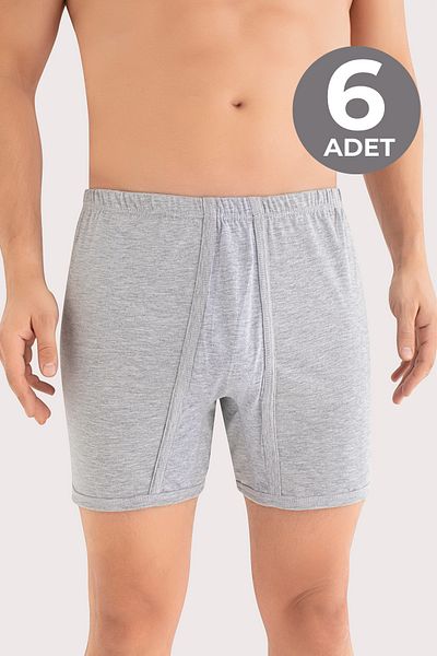 Arma Yıldız Ανδρικό σώβρακο Boxer 6 Pack Γκρι 100% βαμβακερό χτενισμένο βαμβάκι
