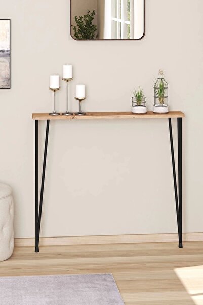 Pinhal Home 120 Cm Oval Kenar Petek Üstü Dresuar Atlantik Çam Siyah Ayak