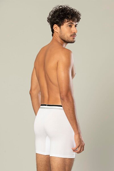 ERDEM İÇ GİYİM Erdem White Cotton Elastane Long Boxer 1415