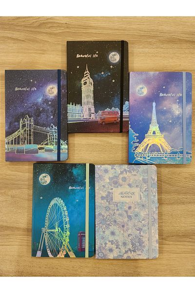 Mikro A5 80 Sheets Ruled Landscape Pattern Hard Cover Notepad (1 Pcs)