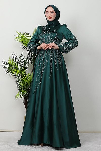 GİZ AGİYİM Βραδινό φόρεμα Alina Emerald Hijab