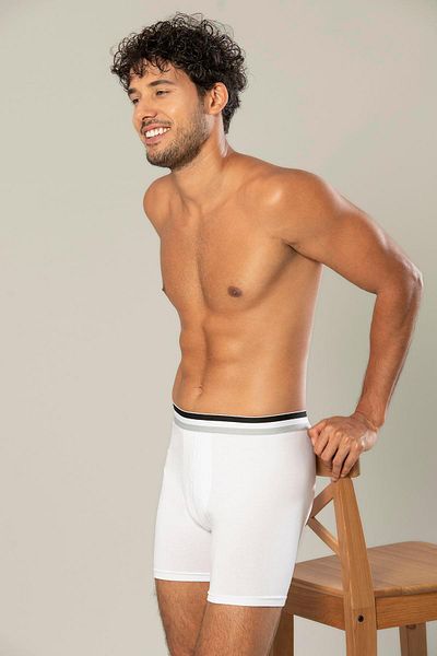 ERDEM İÇ GİYİM Erdem White Cotton Elastane Long Boxers 1415