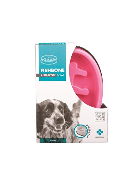 M-PETS FISHBONE YAVAŞ YEME MAMA KABI 1200ML PİNK