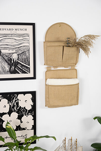 PH Prendi Home Οργανωτής μπάνιου με 2 επίπεδα και 4 τσέπες από γιούτα για το ...