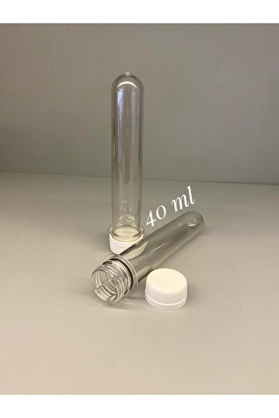 Erbaşlar 40 ml Deney Tüpü,test,laboratuvar,davetiye Şişesi,(10 ADET PLASTİK BEYAZ KAPAKLI) Pet