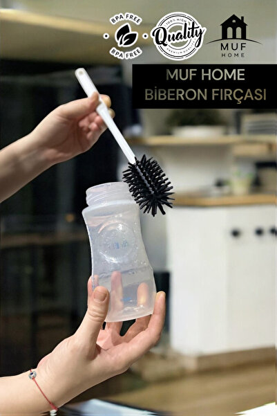 MUF HOME Biberon Temizlik Fırçası Silikon Fırça Şişe Temizleme Matara Temizle...