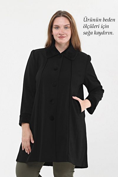 Laden Knitwear Women's Steel Knitted Fur Thick Plus Size Mother Long Cardigan Cap