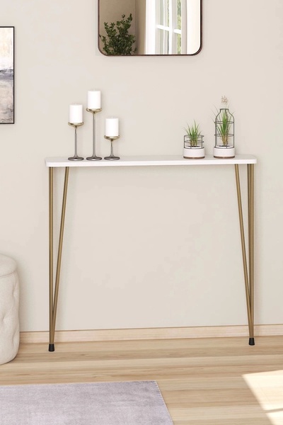 Pinhal Home 120cm Oval Kenar Petek Üstü Dresuar Gold Ayak