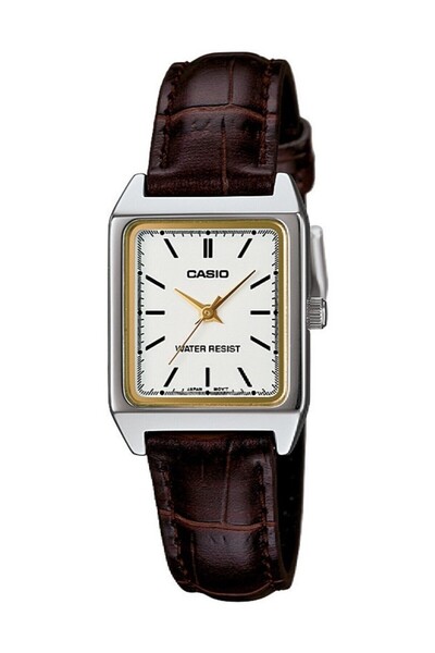 Casio Case Silver Cord Brown Color Women's Wristwatch