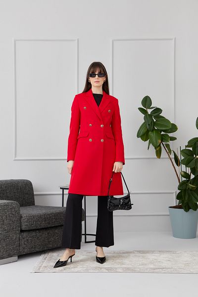 Fatma Atasoy Red Single Jacket Blazer
